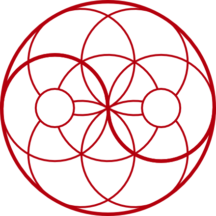 Projekt graficzny geometryczne połączenie znaku Yin Yang i Seed Of Life