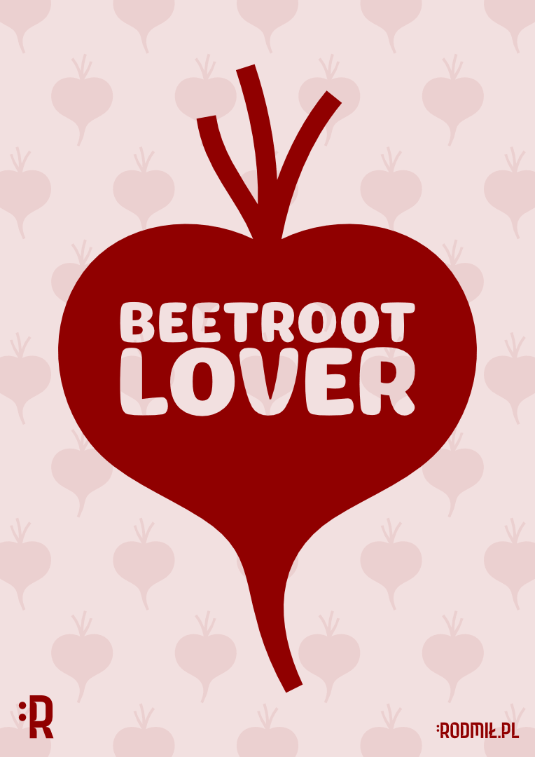 Projekt graficzny plakatu wegańskiego z czerwonym burakiem w kształcie serca i napisem na nim BEETROOT LOVER, na różowym tle z wielu małych buraczków. Projekt graficzny plakatu wegańskiego z czerwonym burakiem w kształcie serca i napisem na nim BEETROOT LOVER, na różowym tle z wielu małych buraczków.